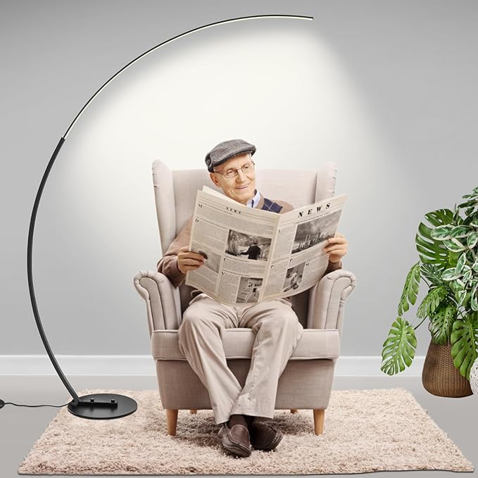 CHICLUX RGBW Arc Floor Lamp, Dimmable LED Floor Lamp with RGBW, Ultra Bright, Modern Standing Tall Lamp with Remote Reading Floor Lamp for Living Room Bedroom Office