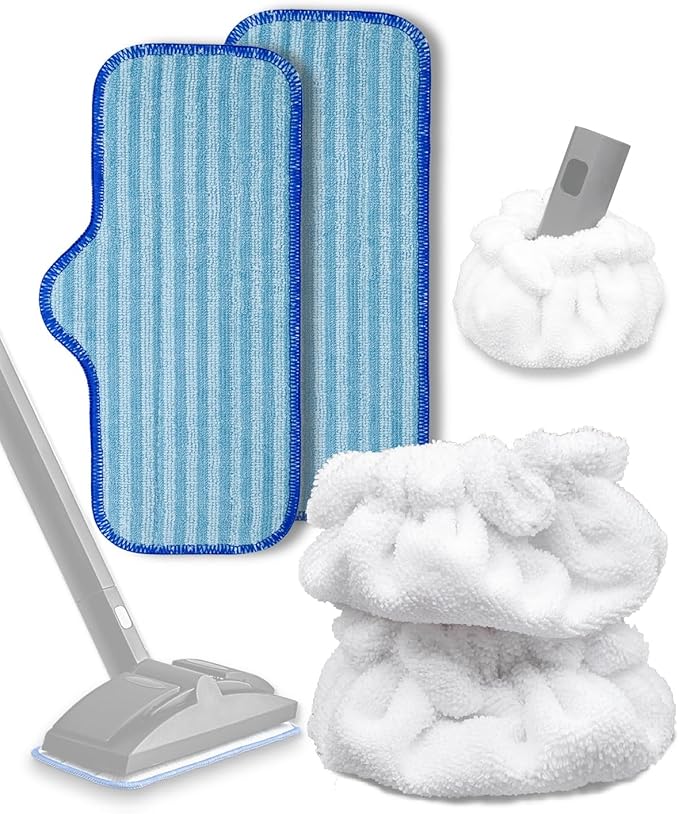 Steam Cleaner Accessories Compatible with Dupray Steam Cleaner, Triangle Microfiber Bonnet for Neat Steam Cleaner & Microfiber Pads, 2+2 Reusable Steamer Cloth Cover Cleaning Steam Mop Pad