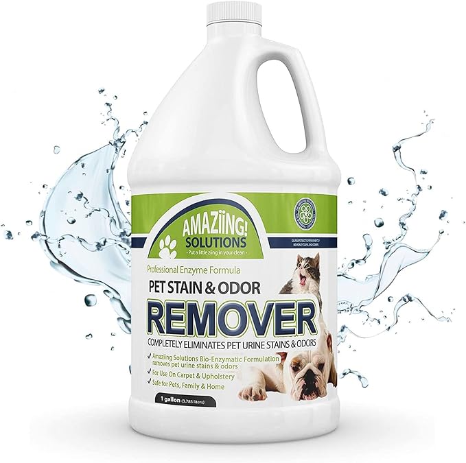 Pet Stain and Odor Remover - Enzyme Cleaner, Pet Urine Odor Eliminator Refill - Floor & Carpet Cleaner, Pet Deodorizers For Home, Fabric Freshener W/Fresh, Clean Scent, 1 Gallon