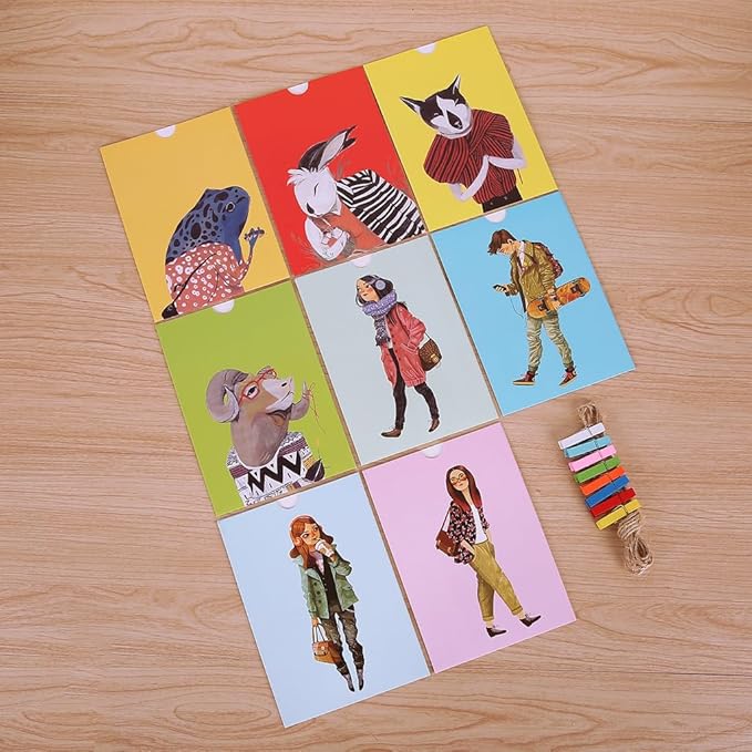 Hanging Photo Display Photo Holder String with Clips Photo Frame Set Perfect Wall Decor for Teen Bedroom Home Cubicle Office Wave *2