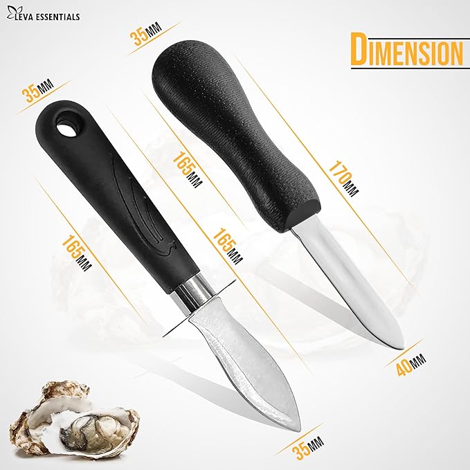 Professional Oyster Shucking Knife Set – Level 5 Cut Resistant Gloves – Premium Seafood Opener Oyster Shucker Knife Tool Kit for Safe and Effortless Shucking Oysters