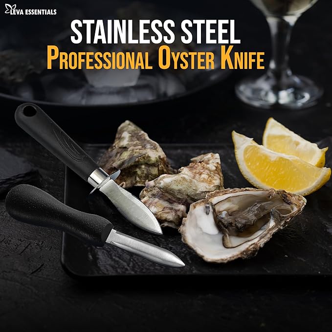 Professional Oyster Shucking Knife Set – Level 5 Cut Resistant Gloves – Premium Seafood Opener Oyster Shucker Knife Tool Kit for Safe and Effortless Shucking Oysters