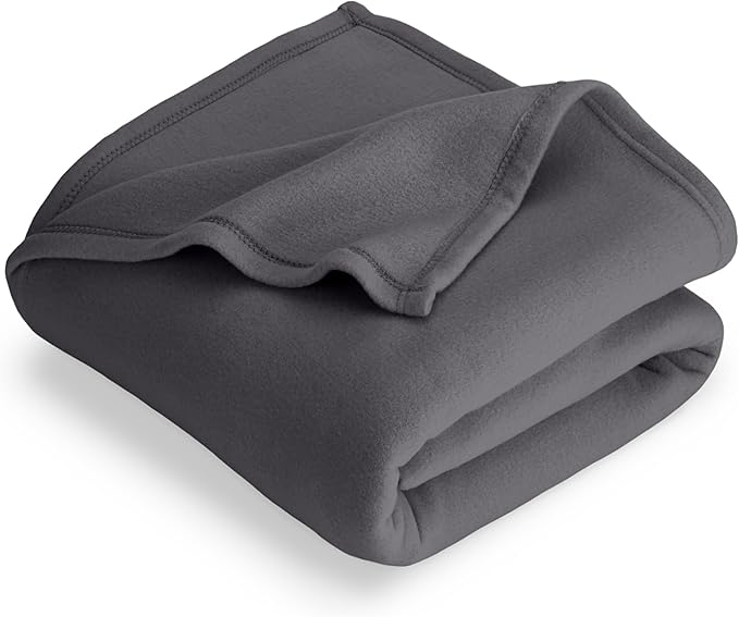 Bare Home Polar Fleece Blanket - Extra Long - Warm & Cozy - Premium Fleece - Throw for Bed, Sofa, Camping, Travel and Cold Nights - Lightweight Blanket (Twin/Twin XL, Forged Iron Grey)