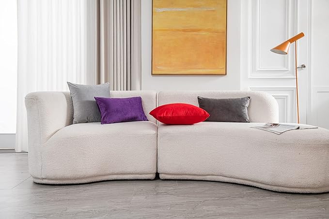Throw Pillow Covers 22x22 Red: 2 Pack Cozy Soft Velvet Square Decorative Pillow Cases for Farmhouse Home Decor