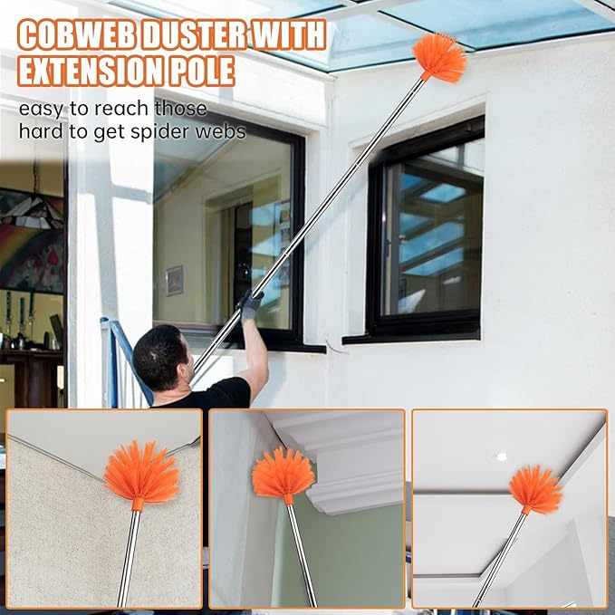 Ceiling Fan Cleaner Duster with 60 inch Extension Pole, Dusters for Cleaning High Ceiling Fan Blades, Dusters Kit with Storage Bag, Cleaning Tools for Families