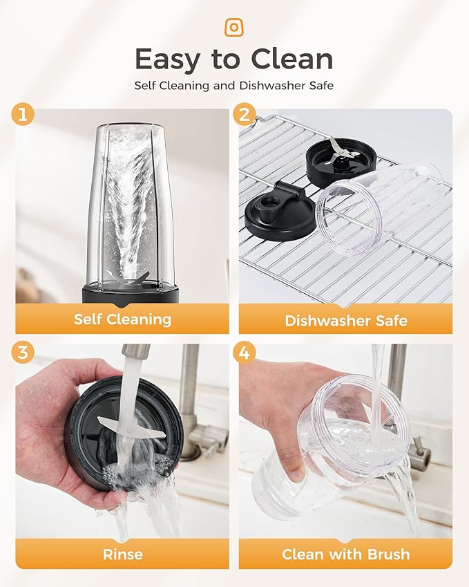 iCucina Smoothie Blender, Personal Blender for Shakes and Smoothies, 500W Pulse Technology Single Serve Blenders with 2 x 28oz Protable Cups for Ice Crush, Frozen Fruit Drinks