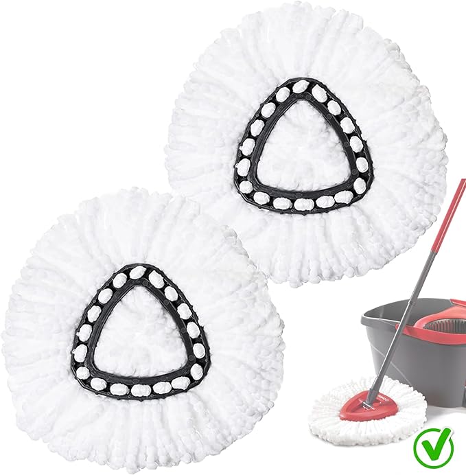 Spin Mop Replacement Heads, Mop Replace Head Easywring 1-Tank System, Mop Head Replacement for Hardwood Floor Cleaning, Machine Washable and Easy to Replace (2 Pack)
