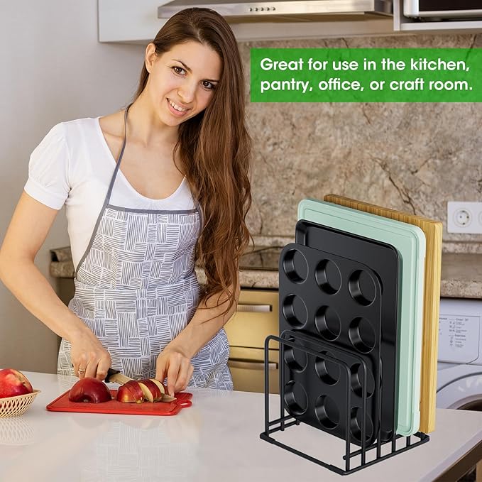 5-Tier Dish Rack & Cutting Board Organizer – 5-Tier Metal Rack for Cutting Boards, Bakeware, Trays – Space-Saving Kitchen Storage, Rust-Resistant Dish Organizer for Cabinets, Countertops & Pantry