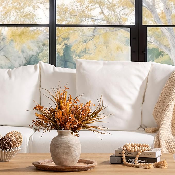 Ceramic Flower Vase Home Decor - Farmhouse Table Vases Rustic Vintage Living Room Kitchen Bedroom Decorations for House Book Shelf Office Coffee Desk Dining Fireplace (7.4" Retro)