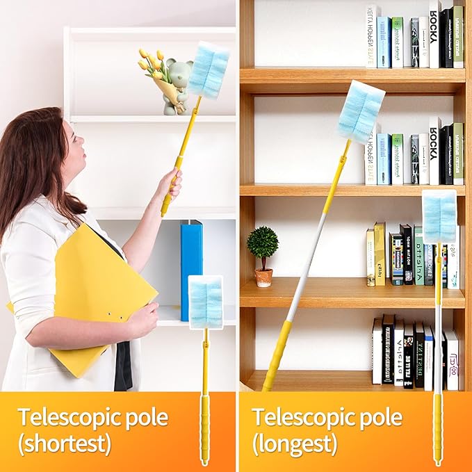 60 Count Electrostatic Duster Refills Compatible with Swiffer Duster,Multi-Surface Dusting Refills,Microfibre Dusters for Cleaning with 1Pcs Retractable Handle,Unscented