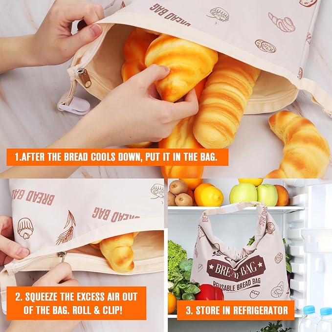 2 Pack Beeswax Bread Bags for Sourdough,Reusable Cotton Beeswax Bag for Homemade Bread, Keep Your Loaf Fresh, Extra Large and Easy to Clean Cotton Storage Bag 17x13 Inch
