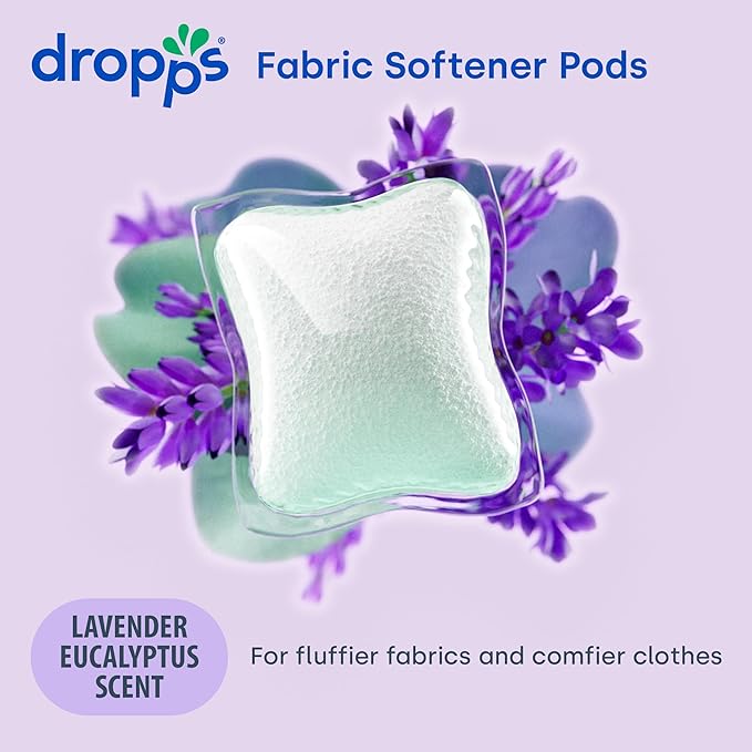 Dropps Laundry Fabric Softener Pods, Lavender Meadow (120 Pods) - Laundry Additive for Softening & Protection - HE Compatible Mineral Based Ingredients Laundry Supplies