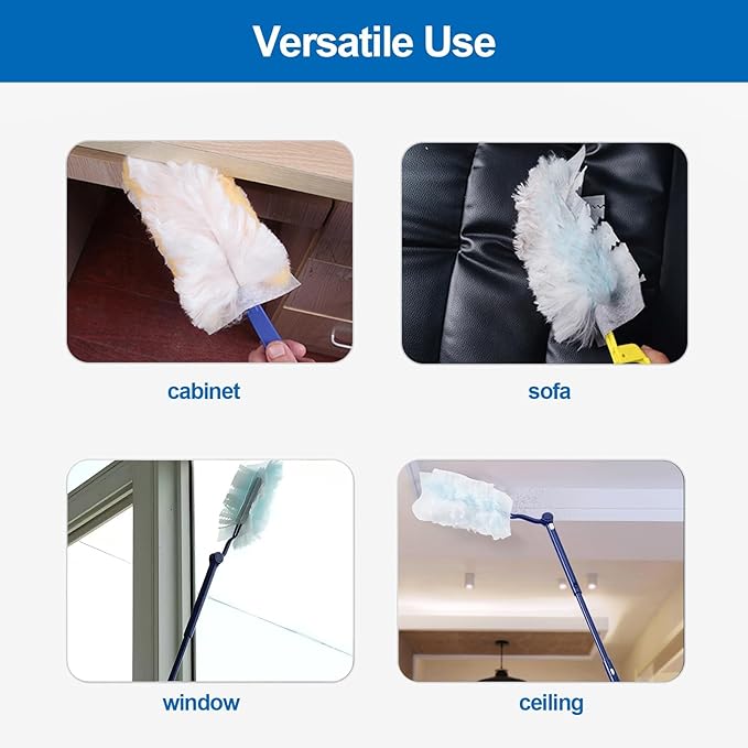 Replacement Handles Compatible with Swiffer Duster Refill, Swiffer Duster Extended Handle,Foldable & Extendable Dust Handle Only(Blue 5pcs)