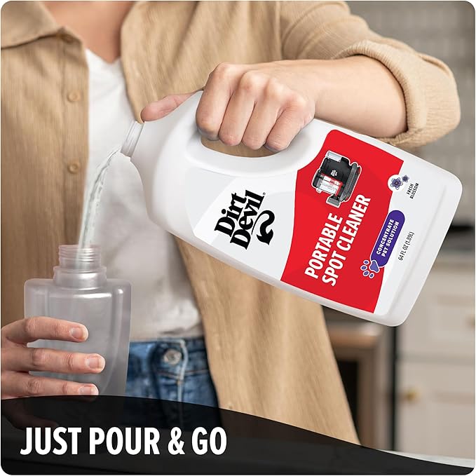 Dirt Devil Pet Portable Spot Cleaner Solution, 64 oz., Fresh Blossom Scent, Upholstery and Carpet Shampoo Solution, Eliminates Pet Messes and Odors, Pair with Dirt Devil Portable Spot Cleaners