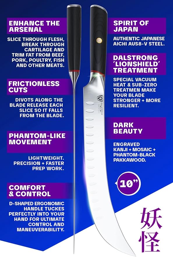 Dalstrong Butcher Knife - 10 inch - Phantom Series - Japanese High-Carbon AUS8 Steel - Pakkawood Handle - Breaking Knife - Heavy Duty Kitchen Knife BBQ - Sheath Included