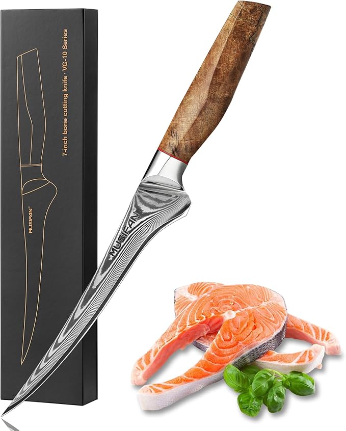 Fillet Knife 7 Inch, Precision Boning Knife for Efficient Meat Cutting and Boning, Boning Knife in high Carbon Steel
