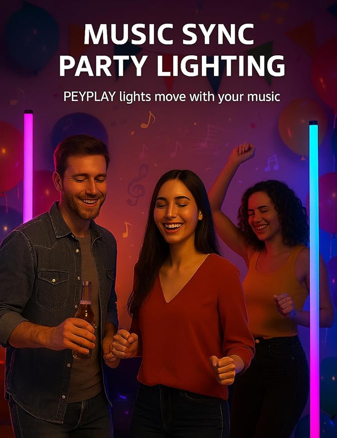 RGB LED Corner Floor Lamp, Smart Adjustable Shape, Music Sync, 16 Million DIY Colors, Remote & App Control, Modern Standing Light for Bedroom Living Room (Circular Base)