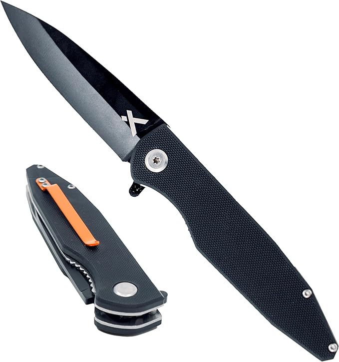 Bear Grylls Folding Blade Pocket Knife, 3.6" 3cr13 Steel Blade, EDC Knife with G10 Handle, and Belt Clip for Camping, Survival and Backpacking - Black