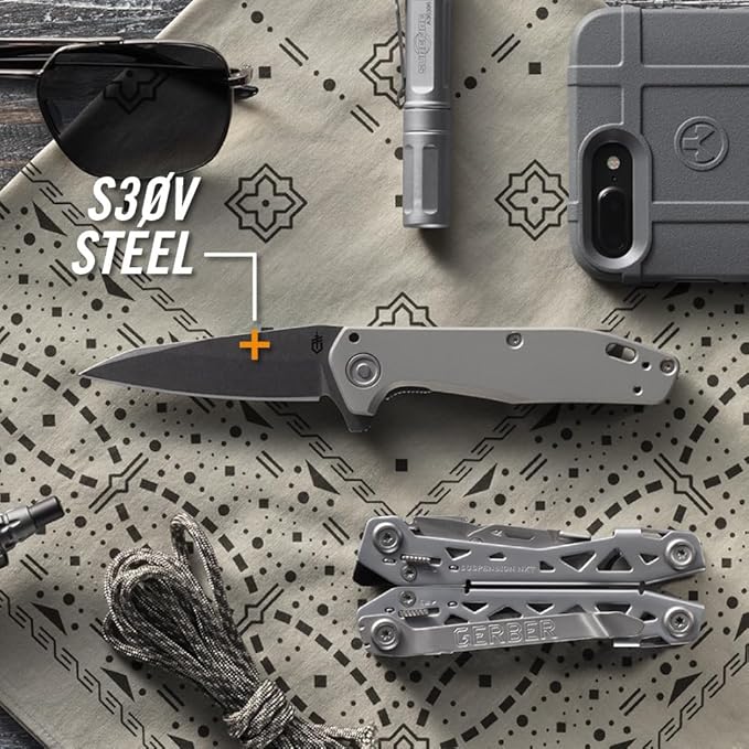 Gerber Gear Fastball - Slim, Lightweight Folding Knife with Lock Release - Pocket Knife with 3-Position Clip - EDC Gear - 3" - Made in USA - Flat Sage