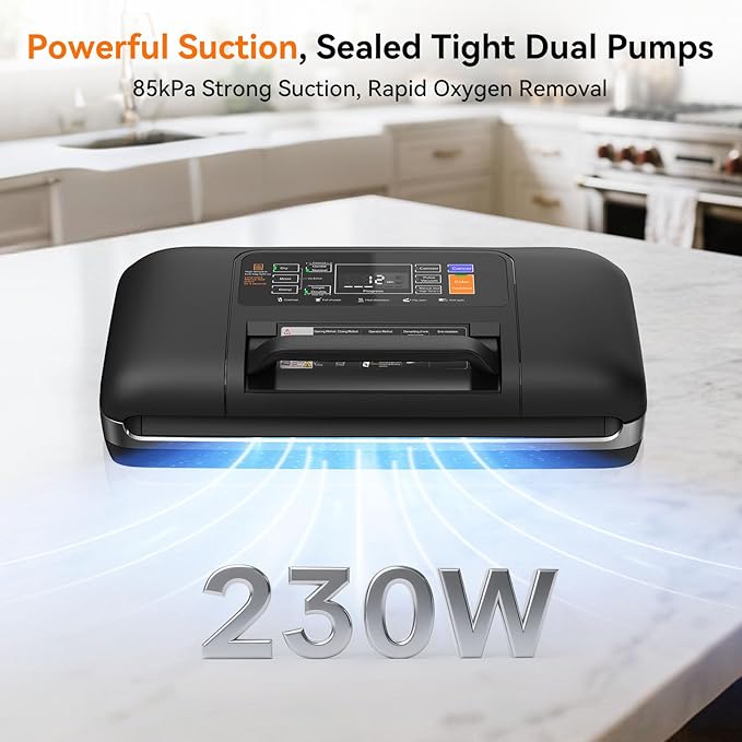 85Kpa Vacuum Sealer for Food, Full Automatic Vacuum Sealer Machine with Double Heat Seal, Easy-Lock Handle, Built-in Cutter, 1 Bag Rolls and 10 pcs Pre-cut Bags