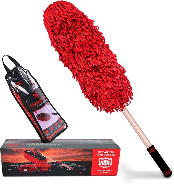 Car Duster Exterior,Scratch Free Soft Brush Kit for,Truck,SUV,RV and Motorcycle,Wax Cotton Hair, Extendable Handle,Car Feather Duster,No Lint,Gifts for Men Women
