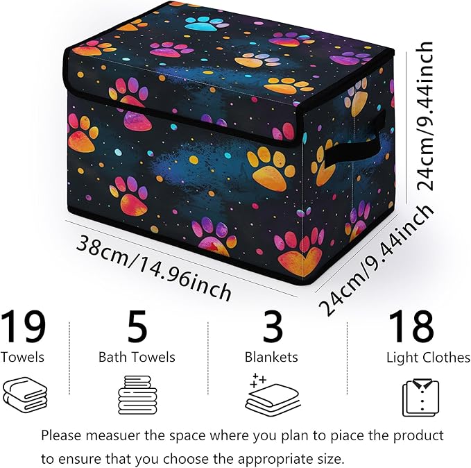 Stackable Clothes Storage Bins with Lids,Closet Organizers Fabric Printing Box for Home and Office,Blanket Clothes Organizers,Under Bed Storage Containers 3 Pack.