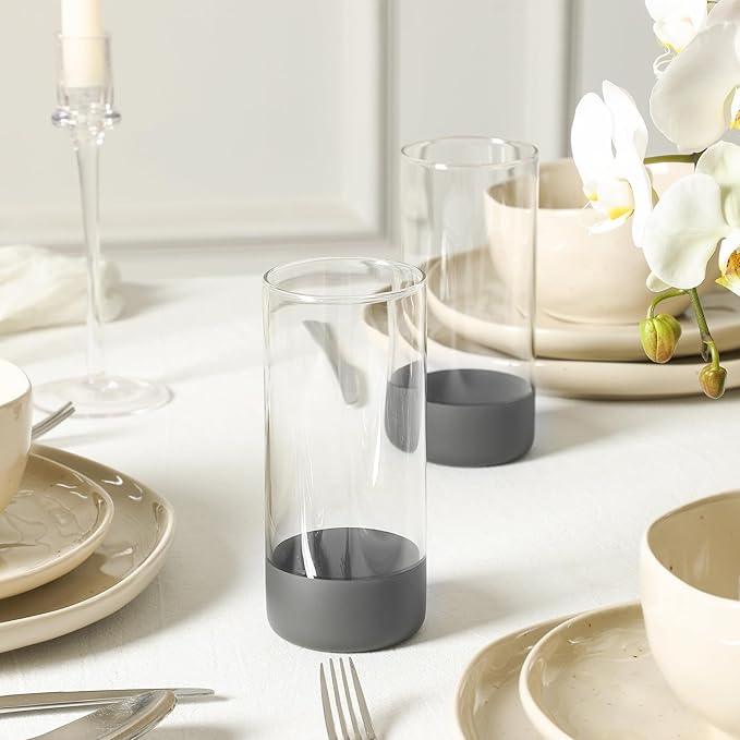 Stone Lain Mirella 32-Piece Dinnerware Set Stoneware, Borosilicate Glass, Beige