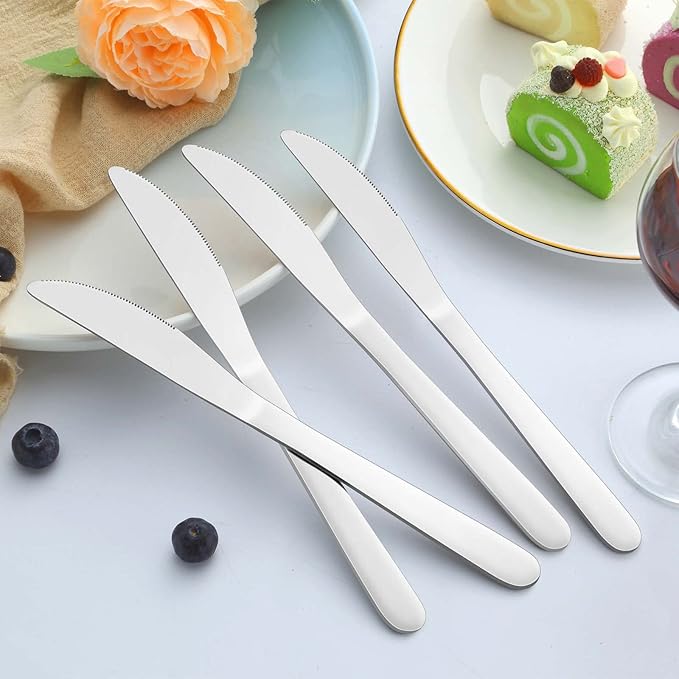 12-Piece Dinner Knives Set, Knife Set (9 Inches), Table Knife, Food Grade Stainless Steel Butter Knives, Knives Silverware for Home/Restaurant/Kitchen, Dishwasher Safe & Mirror Polished