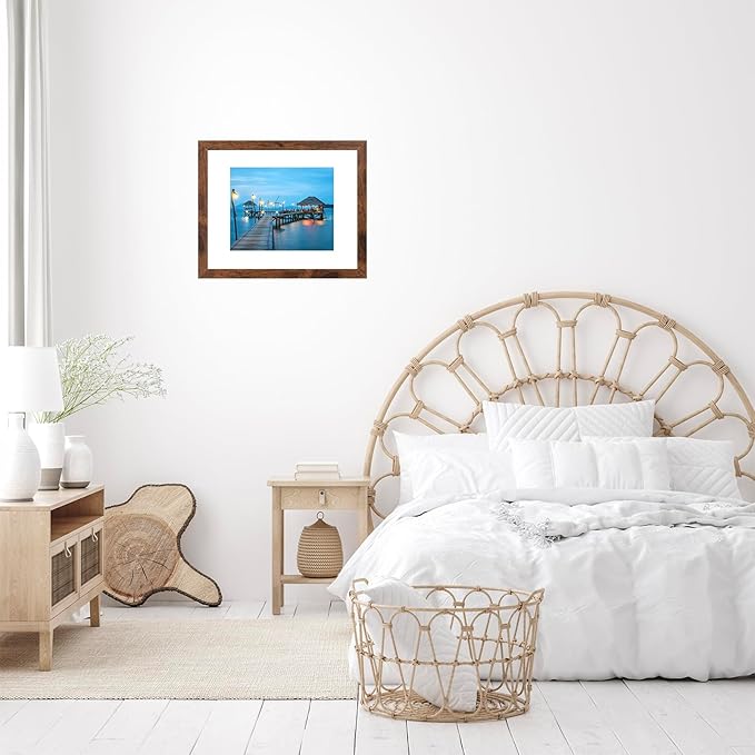 10x14 Picture Frame Set of 12 for 30 x 40 cm Diamond Art Painting, Display 8.5x11 With Mat or 10x14 Without, Wood Wall Gallery Poster Photo Frames Bulk, 12 Pack, Deep Brown