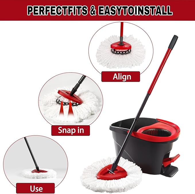 Spin Mop Replacement Heads, Mop Replace Head Easywring 1-Tank System, Mop Head Replacement for Hardwood Floor Cleaning, Machine Washable and Easy to Replace (2 Pack)