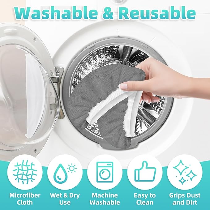 10 Pack Microfiber Cloth for Handheld Steam Shot, Steam Cleaner Accessories, Reusable Washable Steam Mop Pads Compatible with Most of Handheld Steam Shot/Cleaners (Grey)