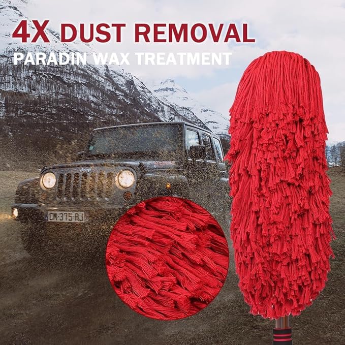 Car Cleaning Supplies,Car Duster Exterior Scratch Free,with Wax Cotton Hair, Dust Brush with Extendable Telescoping Handle to Remove Dust Pollen,Duster for RV,Truck,and Motorcycle