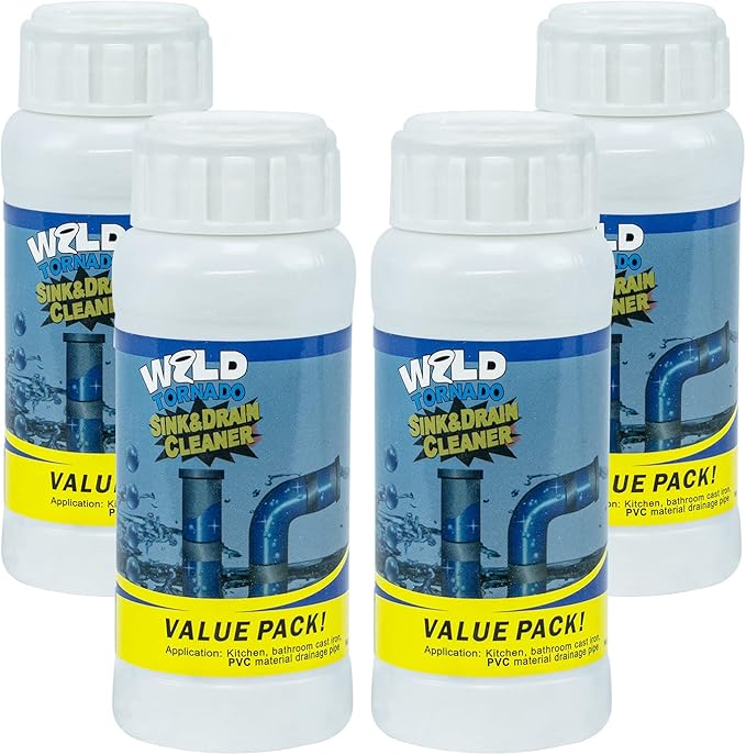 Wild Tornado Pipe Dredge,Powerful Sink Cleaner Powder Fast Foaming for Kitchen Toilet Pipeline Quick Cleaning Tool(4pcs)