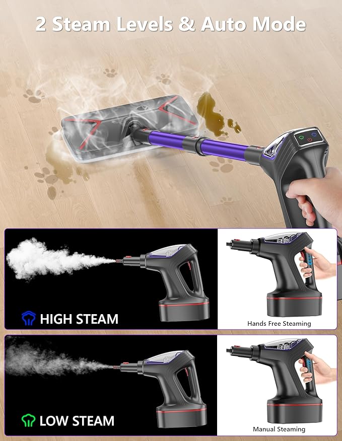 Steam Mop for Floor Cleaning, Heavy Duty 29-in-1 Steam Cleaner for Home with Detachable Handheld Steamer, for Hardwood, Tile, Walls, Grout, Windows, Furniture and Decks