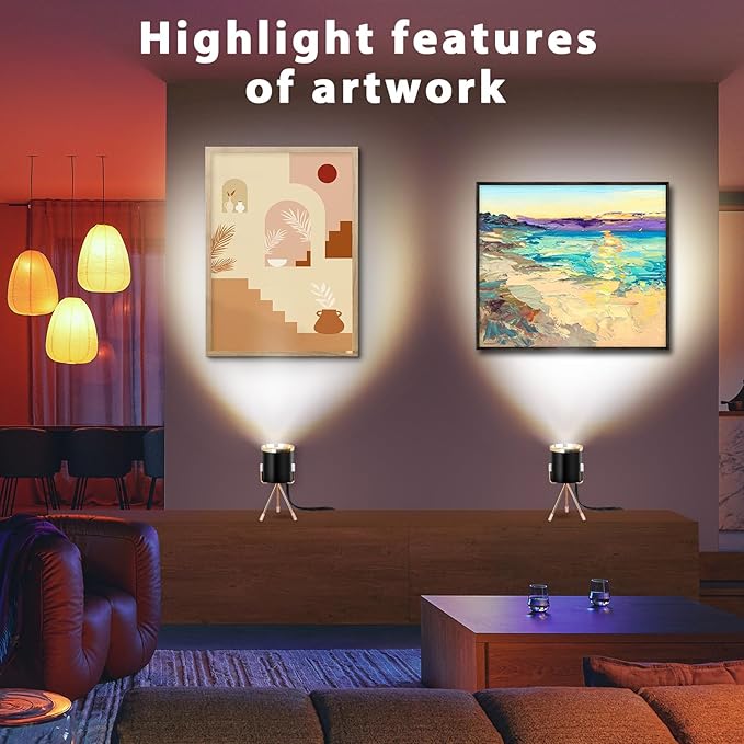 Spot Lights Indoor Floor Lamp, 6W Uplighting Indoor with Remote, Dimmable & Timer & 3 Color Temperatures, 2700K to 6500K Floor Can Lights for Plants Pictures Corner Ambient Lighting, 2 Pack