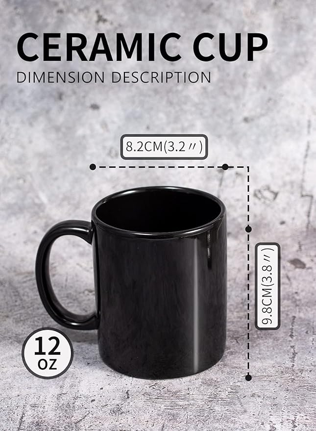 12oz coffee mug set of 6 Coffee Mugs for Coffee, Tea, Cocoa, Milk(black)