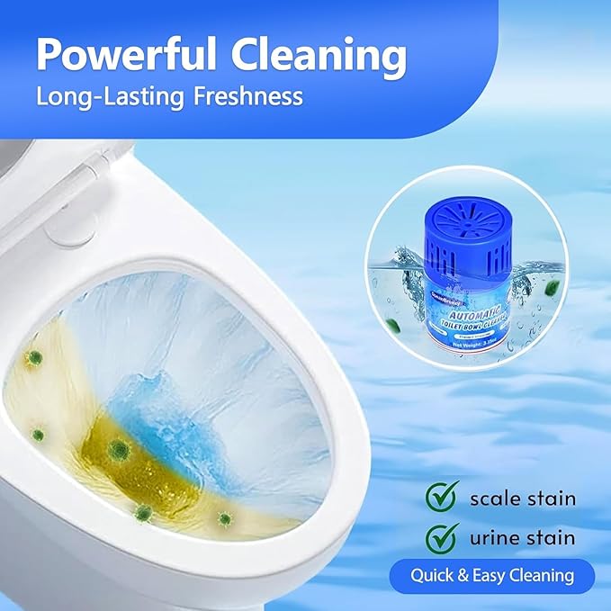 Toilet Bowl Cleaners 3 Bottles | Automatic Long-Lasting Blue Toilet Cleaner Tablets, Septic Safe Toilet Bowl Tablets in Bottles | Larger capacity | Prevent Stain Buil(2800 Flushes Each)