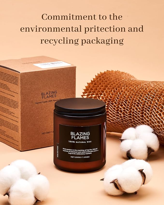 M&SENSE Fir & Orange Scented Natural Soy Wax Non Toxic Candle for Home, Cotton Wick Christmas Tree Scented 7.05oz Up to 50 Hours Holiday Aromatherapy Candle for Relaxation