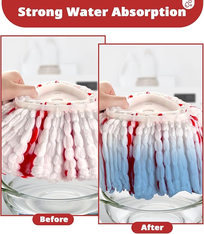 Spin Mop Replacement Head, 4 Pack 40% More Cleaning Power Mop Replace Head for O-Ceda Easy Wring 1-Tank System, Microfiber, Deep Cleaning, and Machine Washable, 0520