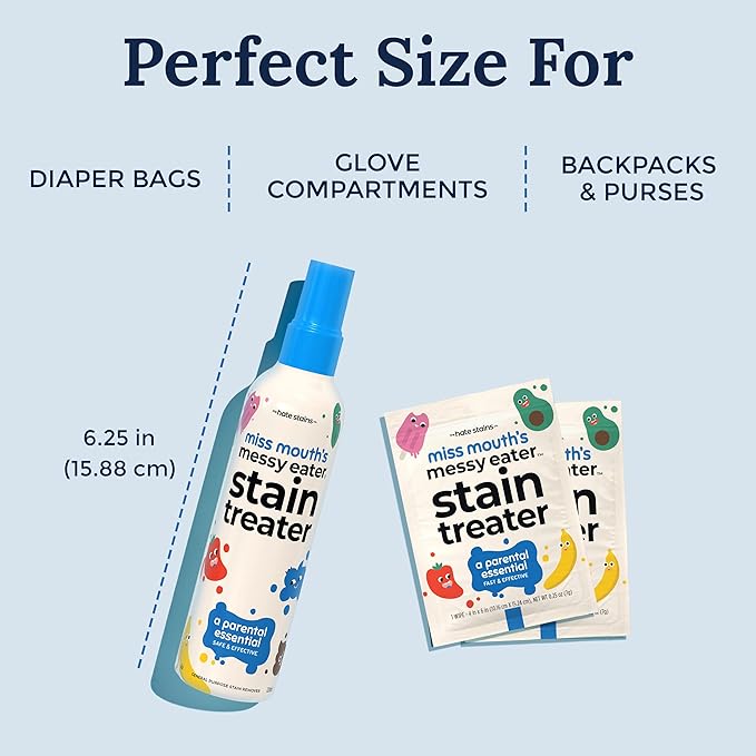 Miss Mouth's Messy Eater Stain Treater Spray - 4oz 2 Pack Stain Remover - Newborn & Baby Essentials - No Dry Cleaning Food, Grease, Coffee Off Laundry, Underwear, Fabric