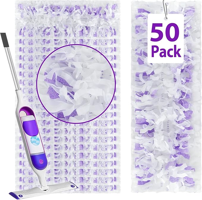 50 Count Disposable Heavy-Duty Power Mop Pads Refills for Swiffer Power Mop,Replacement Floor Cleaning Refills, Non-Washable & Unscented, Compatible with Swiffer PowerMop (Quick-Absorb, No Residue)