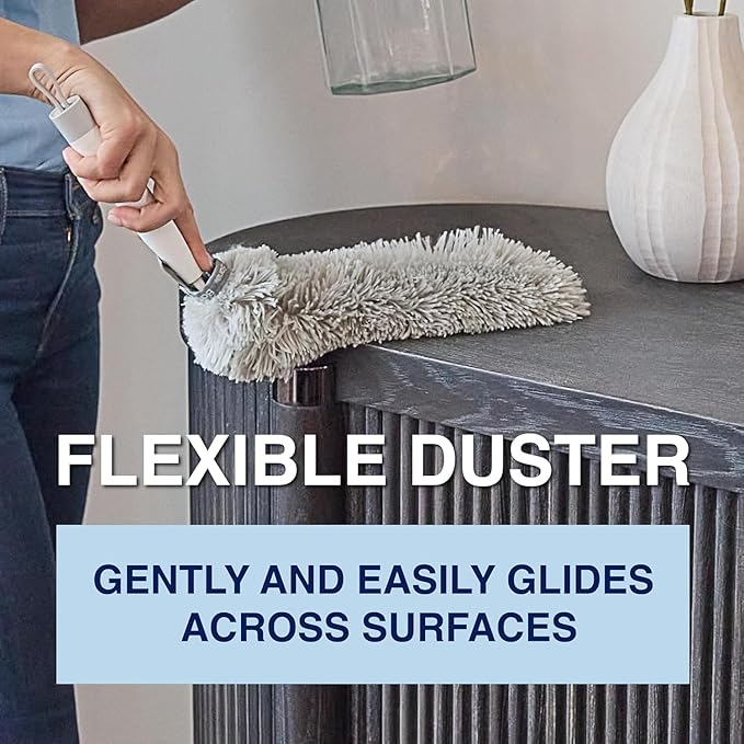 Bona High Performance Dusting System - 1 Compact Handle, 5 Disposable Dusters, & 1 Reusable Duster - Compact Dusting Kit Removes Dust & Pet Hair