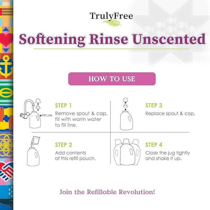 Fabric Softening Conditioner for Clothes| Safe for Babies & Kids with Sensitive Skin | Plant-Based | Includes 4 Refills | Unscented Rinse(200 Loads)