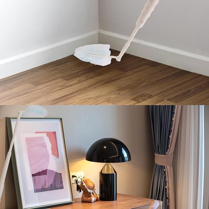 White Replacement Handles Compatible with Swiffer Duster Refill, Extended Handle, Adjustable Length Removal Duty Duster Refills Handles Only Telescopic Extended Pole