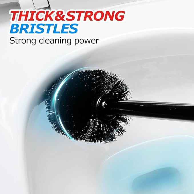 2Pack 2 in 1 Toilet Brush and Plunger Set, Extended Handle Plunger,Toilet Bowl Brush Plunger Set,Bathroom Cleaning Tools,Toilet Brush Plunger Combo,Cleaning Supplies,Bright Black(19.9inch)