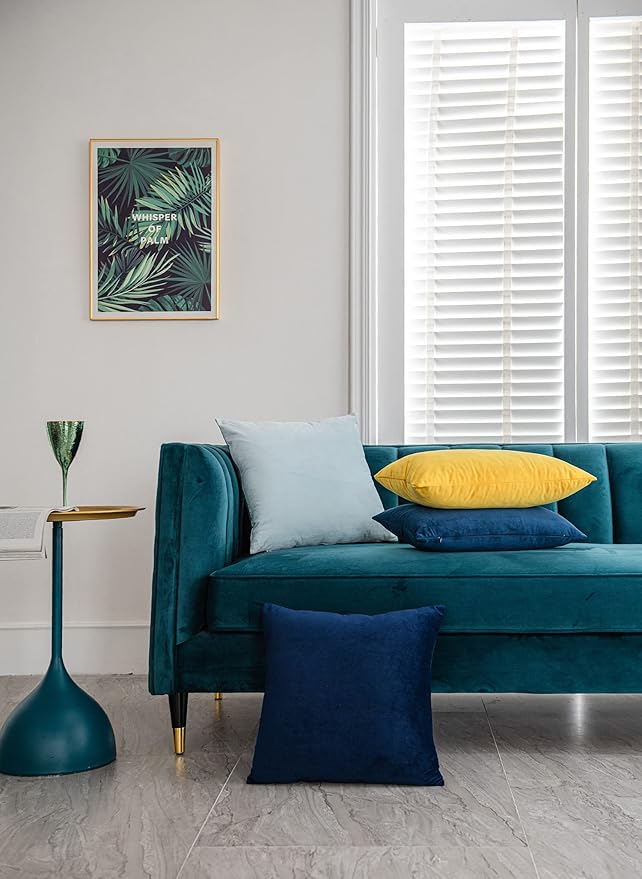 Midnight Blue Throw Pillow Covers 2 Pack 12 x20 Inch Cozy Soft Velvet Rectangular Decorative Pillow Cases, Lumbar Toss Pillow Shams, Euro Cushion Covers for Farmhouse, Couch, Sofa, Bed