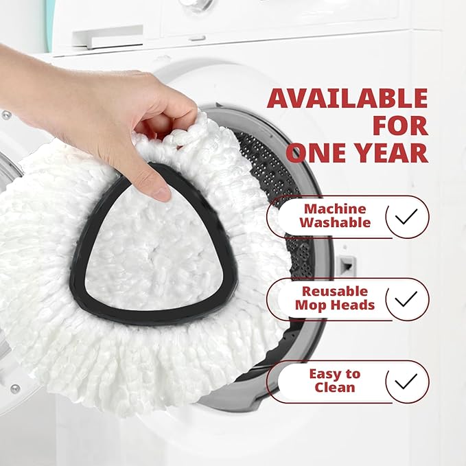 Mop Replace Head, 4 Pack Spin Mop Replacement Head Easywring 1-Tank System, Easy Cleaning, Microfiber, Machine Washable