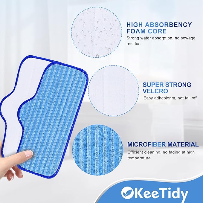 Reusable Microfiber Pads Compatible with Dupray Neat Steam Cleaner Replacement Mop Cleaning Pads, Reusable Cloths and Small Bonnets, 3+3 Pack