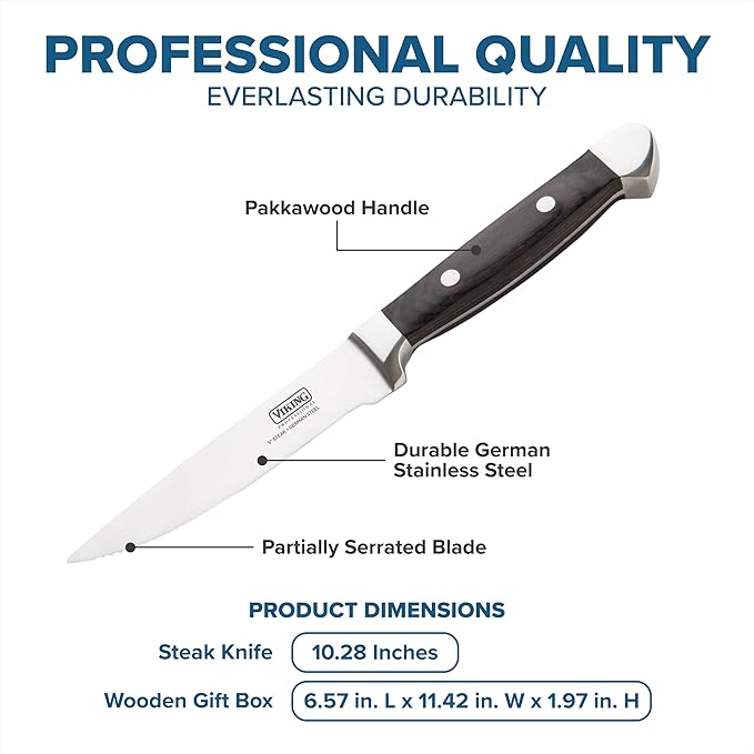 Viking 6-Piece Steak Knife Set With Box | Black