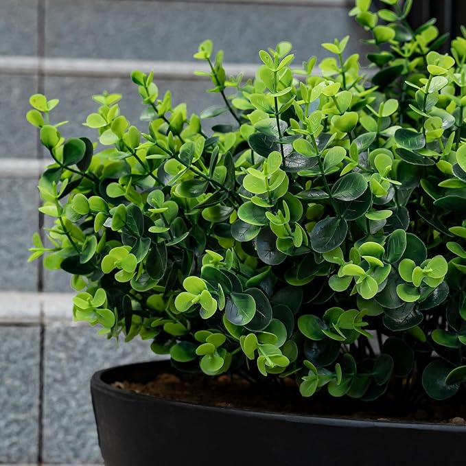 10 Bundles Artificial Plants for Outdoor Fake Plants for Spring Decoration,10 Bundles Faux Eucalyptus Plants for Planter UV Resistant Lifelike for Home Porch Garden(Green)
